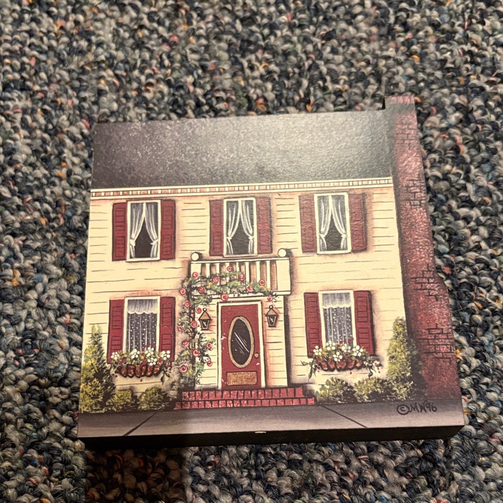 Charming Home Decor Accent with Red and Cream Design